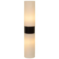 Cilinder badkamerlamp zwart met opaal glas IP44></noscript>Straluma New