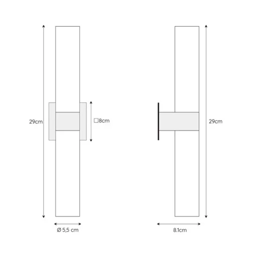 Cilinder badkamerlamp zwart met opaal glas IP44>Straluma New