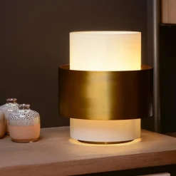 Cilinder tafellamp mat goud mat opaal glas></noscript>Straluma Sale