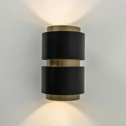 Cilinder wandlamp G9 mat zwart met goud></noscript>Straluma