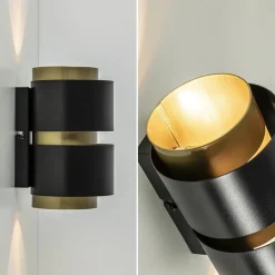 Cilinder wandlamp G9 mat zwart met goud></noscript>Straluma