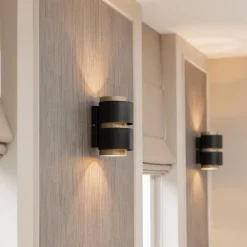 Cilinder wandlamp G9 mat zwart met goud></noscript>Straluma