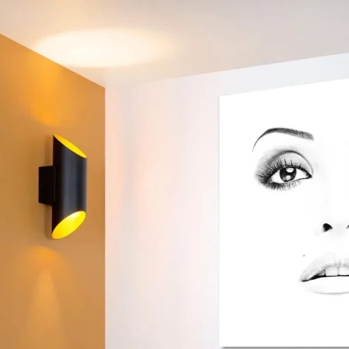 Cilinder wandlamp zwart goud up+down>Straluma Clearance