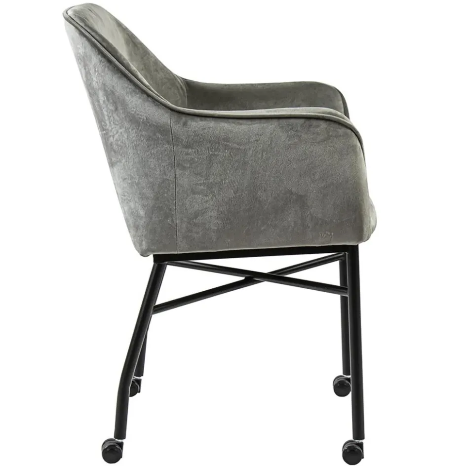 Comfortabele armstoel velours grijs met wieltjes>Straluma Sale