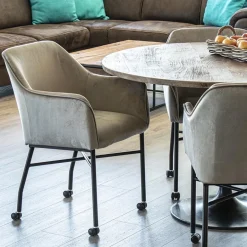 Comfortabele armstoel velours grijs met wieltjes><noscript><img width=