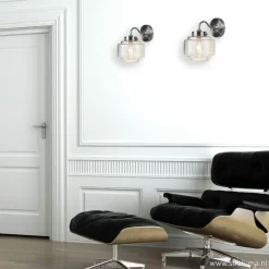 Deco wandlamp staal met helder glas></noscript>Straluma