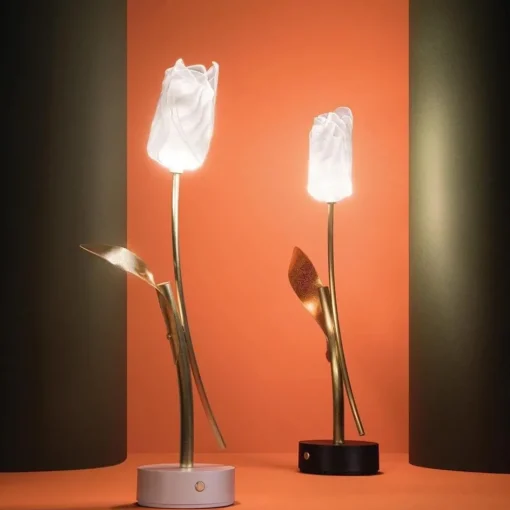 Decoratieve LED tafellamp Tullip zwart/goud dimbaar>Straluma New
