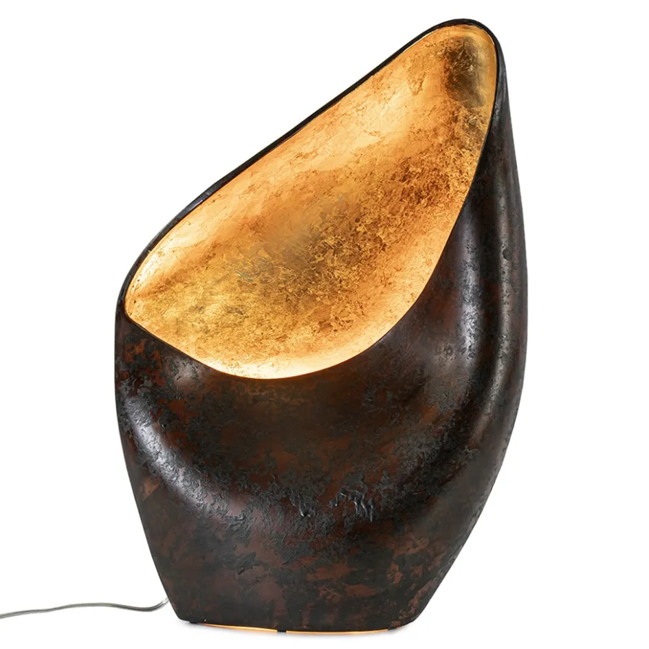 Decoratieve tafellamp corten brown met goldleaf>Straluma Best