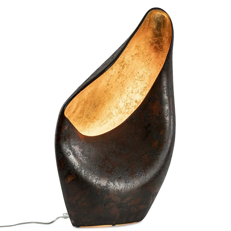 Decoratieve tafellamp corten brown met goldleaf>Straluma Best