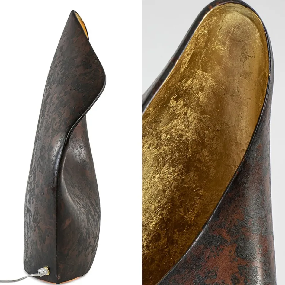 Decoratieve tafellamp corten brown met goldleaf>Straluma Best