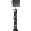 Decoratieve vloerlamp grijs/goud met vierkante kap>Straluma