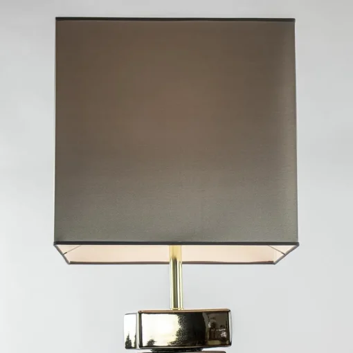 Decoratieve vloerlamp grijs/goud met vierkante kap>Straluma
