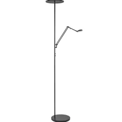 Design LED uplighter met leesarm zwart geborsteld staal>Straluma Sale