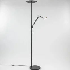 Design LED uplighter met leesarm zwart geborsteld staal>Straluma Sale