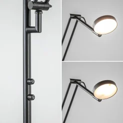 Design LED uplighter met leesarm zwart geborsteld staal></noscript>Straluma Sale