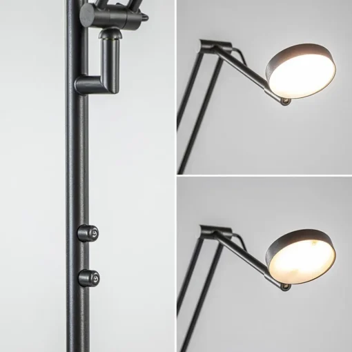 Design LED uplighter met leesarm zwart geborsteld staal>Straluma Sale