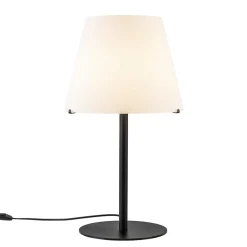 Design tafellamp mat zwart met witte glazen kap>Straluma Best