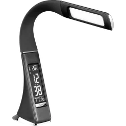 Design tafellamp zwart met klok en dimbaar LED></noscript>Straluma Best