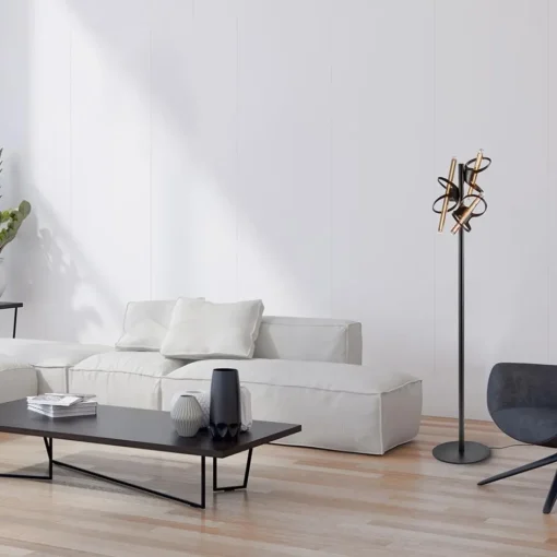 Design vloerlamp mat zwart metaal inclusief LED>Straluma New