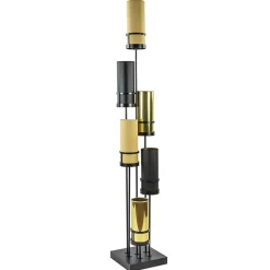 Design vloerlamp met cilinder kappen zwart/goud>Straluma Clearance