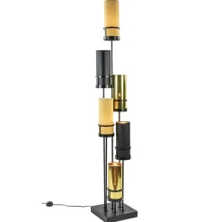 Design vloerlamp met cilinder kappen zwart/goud>Straluma Clearance