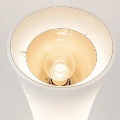 Design vloerlamp nikkel met opaal glas en uplighter><noscript><img width=