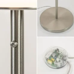 Design vloerlamp nikkel met opaal glas en uplighter><noscript><img width=