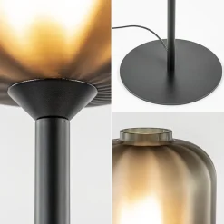 Design vloerlamp zwart met mat zwarte glazen kap></noscript>Straluma Clearance