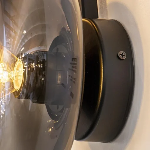 Design wandlamp mat zwart met smoke glas 8-lichts>Straluma Sale