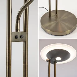 Dimbare LED uplighter met leeslamp donker brons></noscript>Straluma Sale