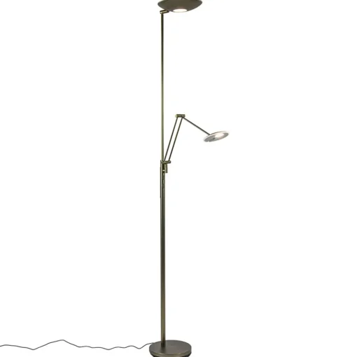 Dimbare LED uplighter met leeslamp donker brons>Straluma Discount