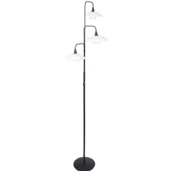 Dimbare LED vloerlamp zwart met witte schotels>Straluma