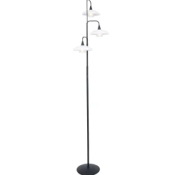 Dimbare LED vloerlamp zwart met witte schotels>Straluma
