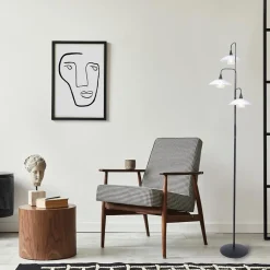 Dimbare LED vloerlamp zwart met witte schotels><noscript><img width=