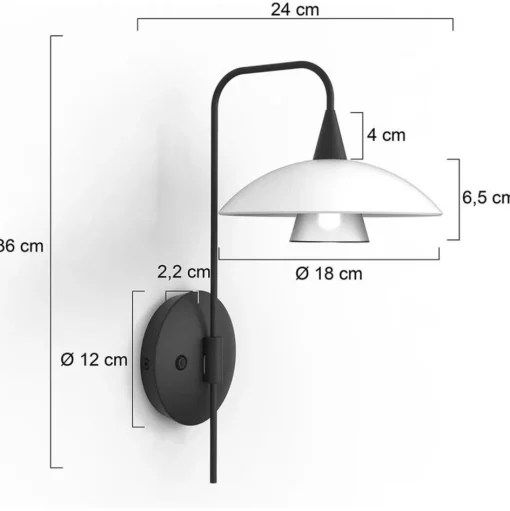 Dimbare LED wandlamp zwart met witte schotel>Straluma Hot
