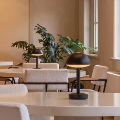 Draadloze LED tafellamp zwart oplaadbaar><noscript><img width=