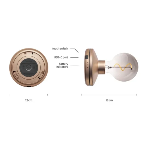 Draadloze wandlamp oplaadbaar goud met smoke>Straluma Outlet