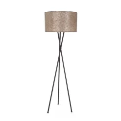 Driepoot schelpen vloerlamp zwart met bruin en goud>Straluma