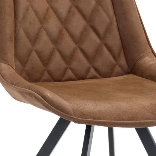 Eetkamerstoel microleder Bull camel met zwarte poot>Straluma Online