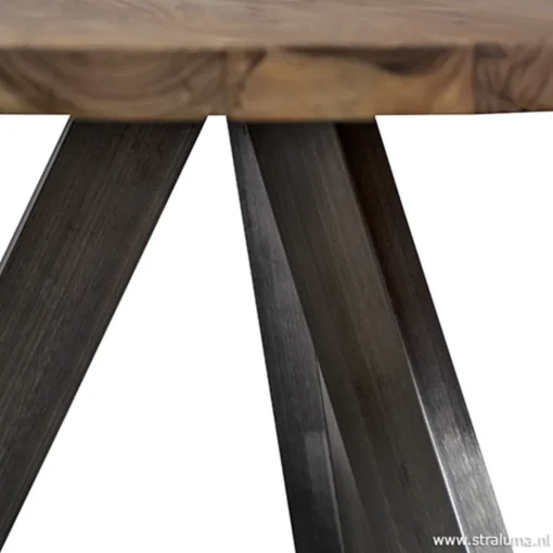 Eettafel Acaciahout 3-poot zwart  Ø120>Straluma Discount