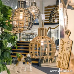 Eettafel hanglamp Globe Lingehof hout></noscript>Straluma