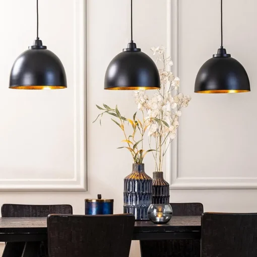 Eettafel hanglamp Kylie 3- lichts zwart-goud>Straluma Discount