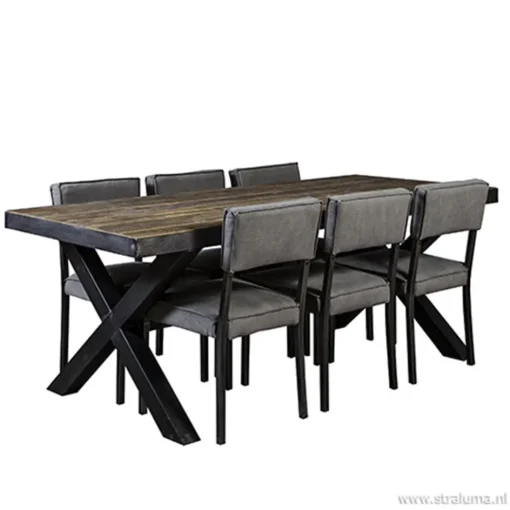 Eettafel Light & Living zink/hout>Straluma Discount