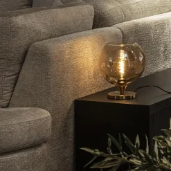 Elegante tafellamp donker goud met amber glazen bol 25 cm></noscript>Straluma