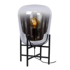 Elegante tafellamp zwart frame met smoke glazen kap>Straluma Best