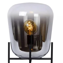 Elegante tafellamp zwart frame met smoke glazen kap></noscript>Straluma Best
