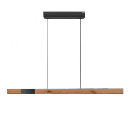 Elektrisch verstelbare LED hanglamp zwart met hout>Straluma Hot
