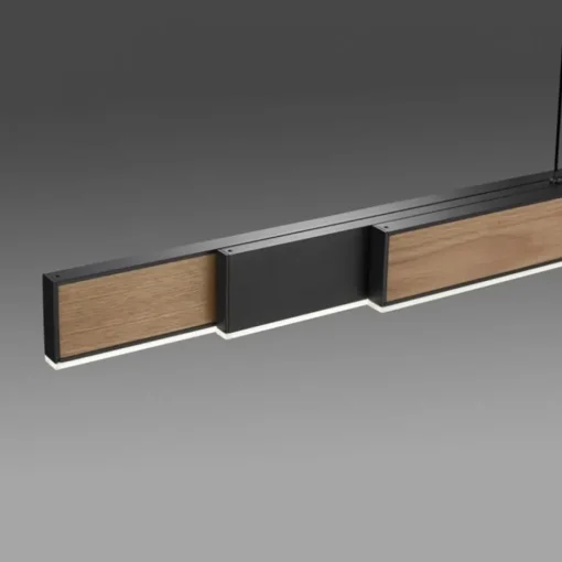 Elektrisch verstelbare LED hanglamp zwart met hout>Straluma Hot