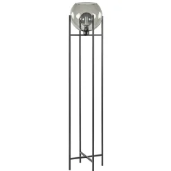 Frame vloerlamp mat zwart met smoke glazen bol>Straluma