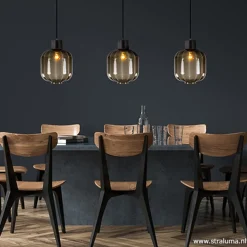 Glazen eettafelhanglamp zwart luxury></noscript>Straluma Best